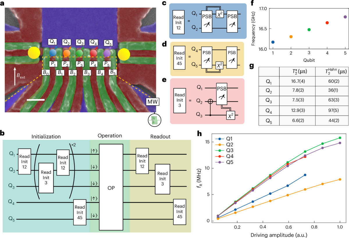 Fig. 1 of the paper: Five-qubit device.